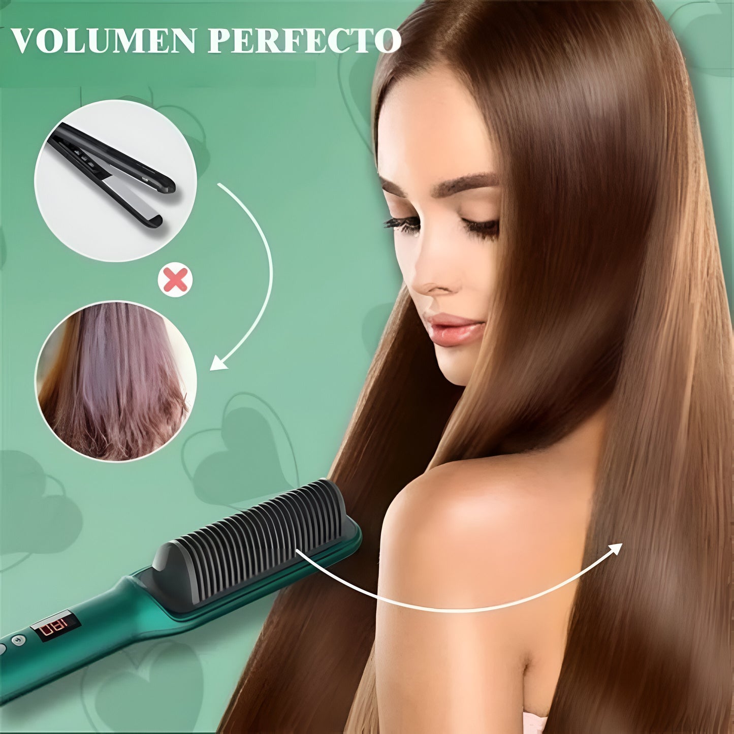 Cepillo alisador 3 en 1 - cabello liso y brillante en segundos